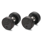 Kolczyki wkrętki z drewna Yin Yang czarne