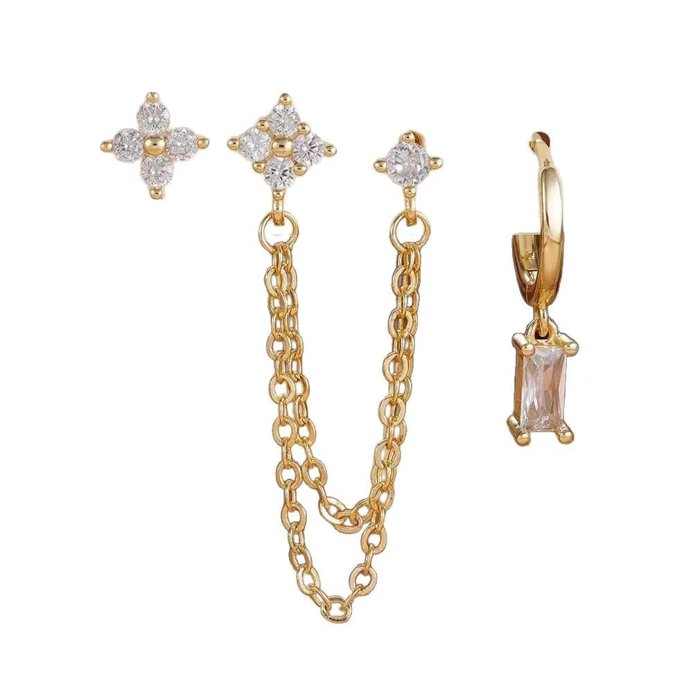 Boucles d'Oreilles Clou Etoiles en Crystal