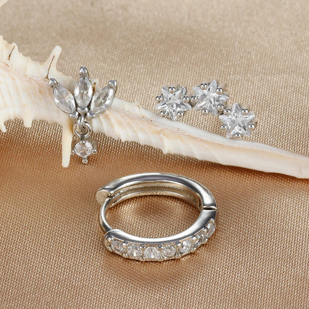 Boucles d'Oreilles Clou Etoiles en Zircon pour Femmes argent