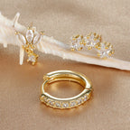 Kolczyki wkrętki gwiazdki z cyrkoniami dla kobiet złote