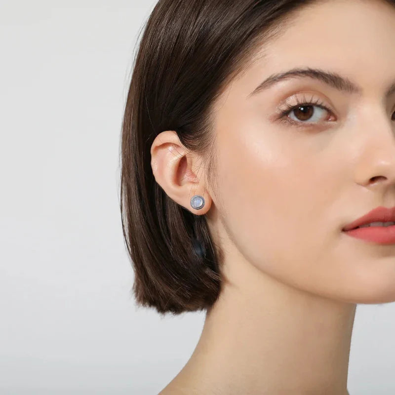 Boucles d'Oreilles Clou Femme Pierre de Lune