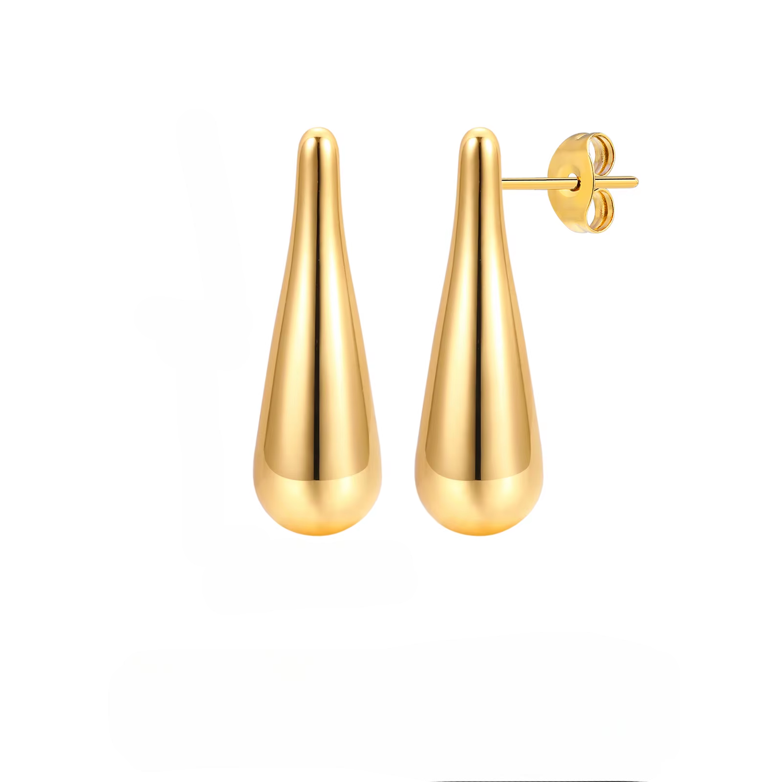 Kolczyki wkrętki z cienką kroplą wody