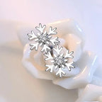 Kolczyki sztyfty z płatkiem śniegu i cyrkonią