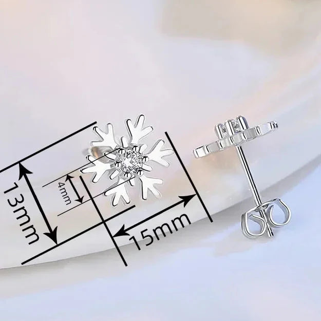 Boucles d'Oreilles Clou Flocon de Neige avec Zircon