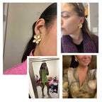 Kolczyki wkrętki duży złoty kwiat