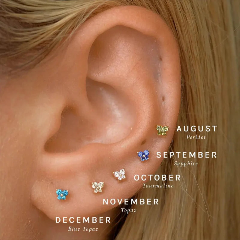 Kolczyki wkrętki z kamieniem urodzinowym