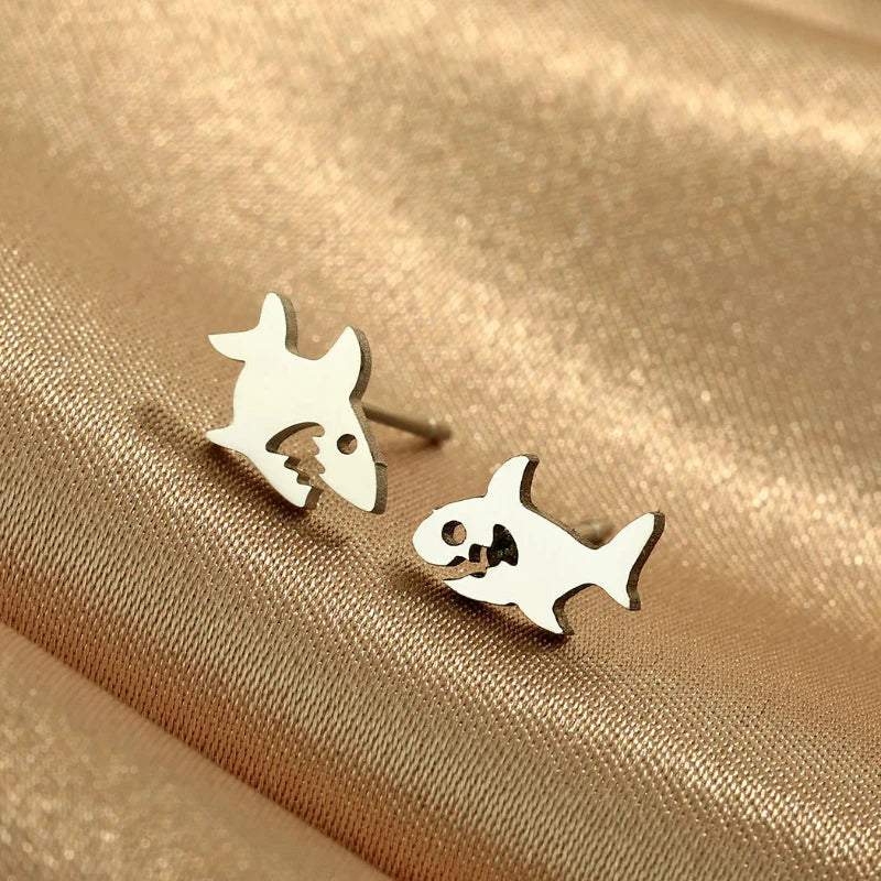 Boucles d'Oreilles Clou Requin argent