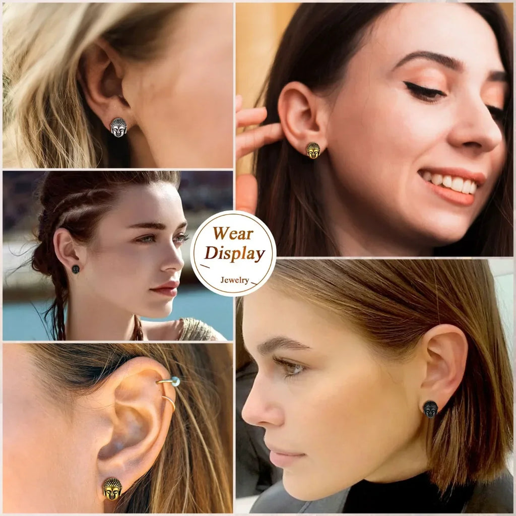 Boucles d'Oreilles Clou Tête de Bouddha