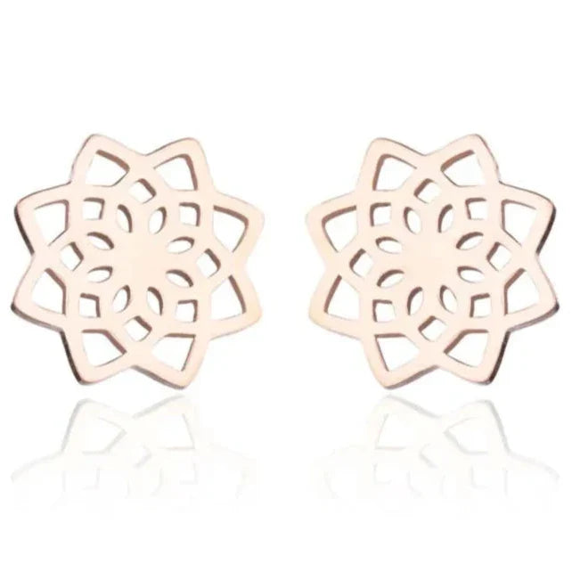 Boucles d'Oreilles Clous Mandala Femme or rose