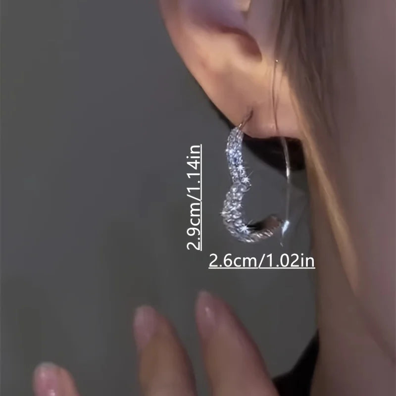 Boucles d'Oreilles Coeur Créoles avec Zircons