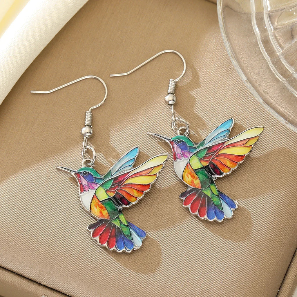Kolczyki kolibry tęczowe 