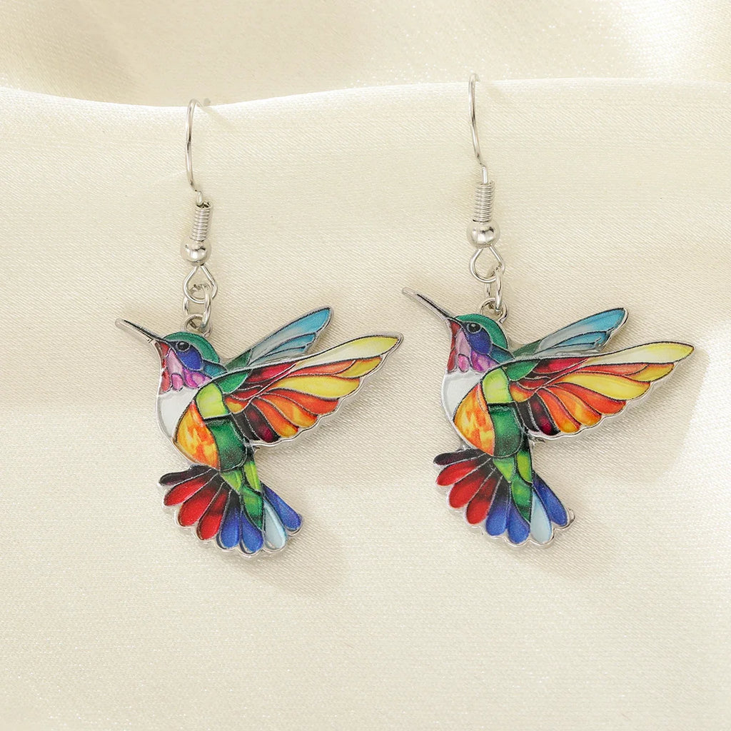 Kolczyki kolibry tęczowe 