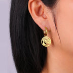 Kolczyki koła wiszące Drzewo Życia złote