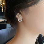 Kolczyki koła z perłami i kokardką