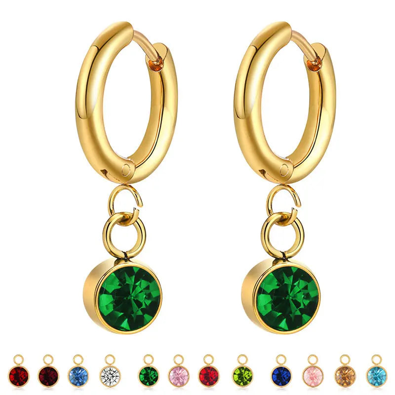 Kolczyki Koła z Cyrkonią Kamień Urodzinowy