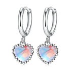 Kolczyki koła serce z kamieniem księżycowym