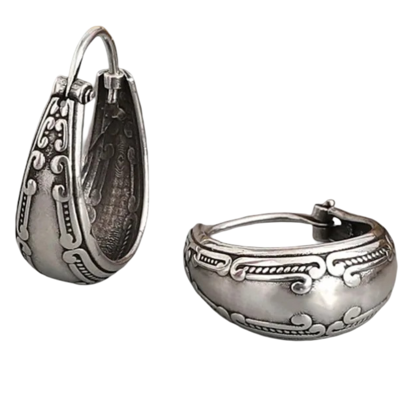 Etniczne, vintage kolczyki koła 