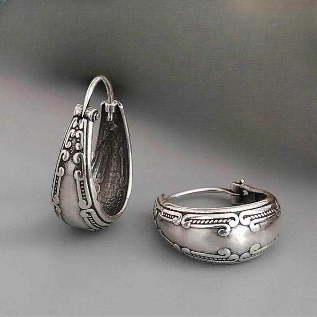 Etniczne, vintage kolczyki koła 