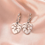 Kolczyki koła z liściem palmy srebrne