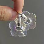 Kolczyki koła z kwiatem z żywicy