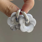 Kolczyki koła z kwiatem z żywicy