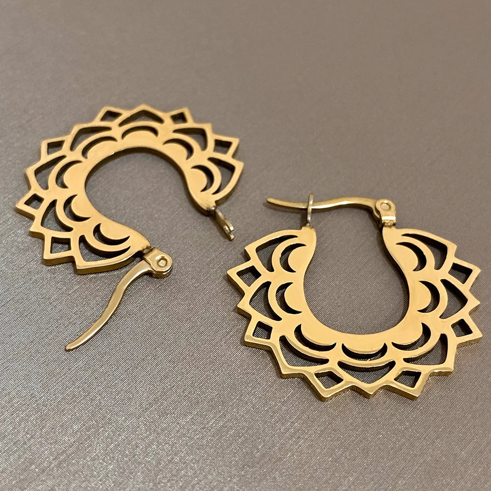 Boucles d'Oreilles Créoles Mandala Femme
