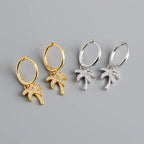 Kolczyki koła Palmier z cyrkonią srebro