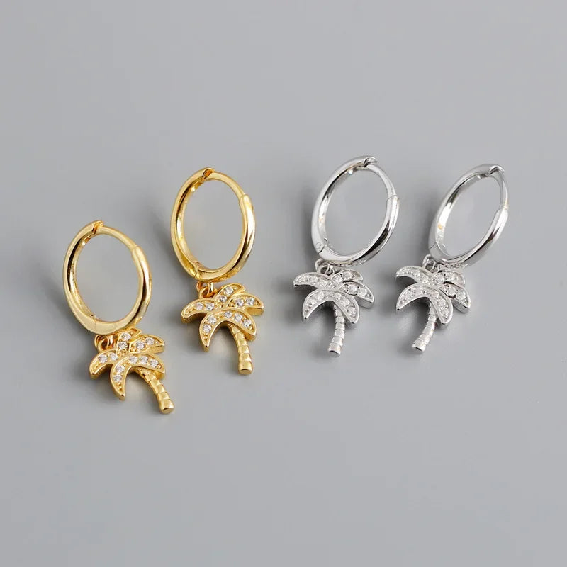 Kolczyki koła Palmier z cyrkonią srebro