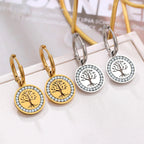 Kolczyki koła wiszące Drzewo Życia srebrne