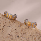 Kolczyki koła retro słońce srebrne