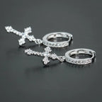 Kolczyki Krzyż Dyskretny Męskie Damskie srebro styl 1