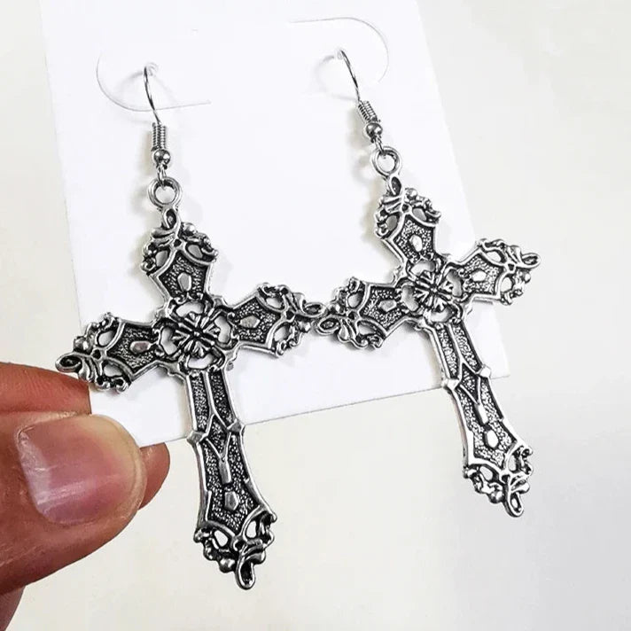 Boucles D'Oreilles Croix Style Gothique Femme style