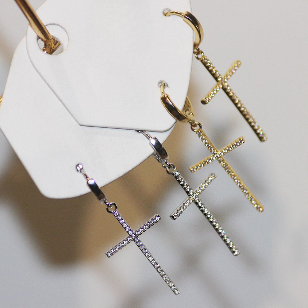 Kolczyki Krzyżyk z Cyrkonią Koła 