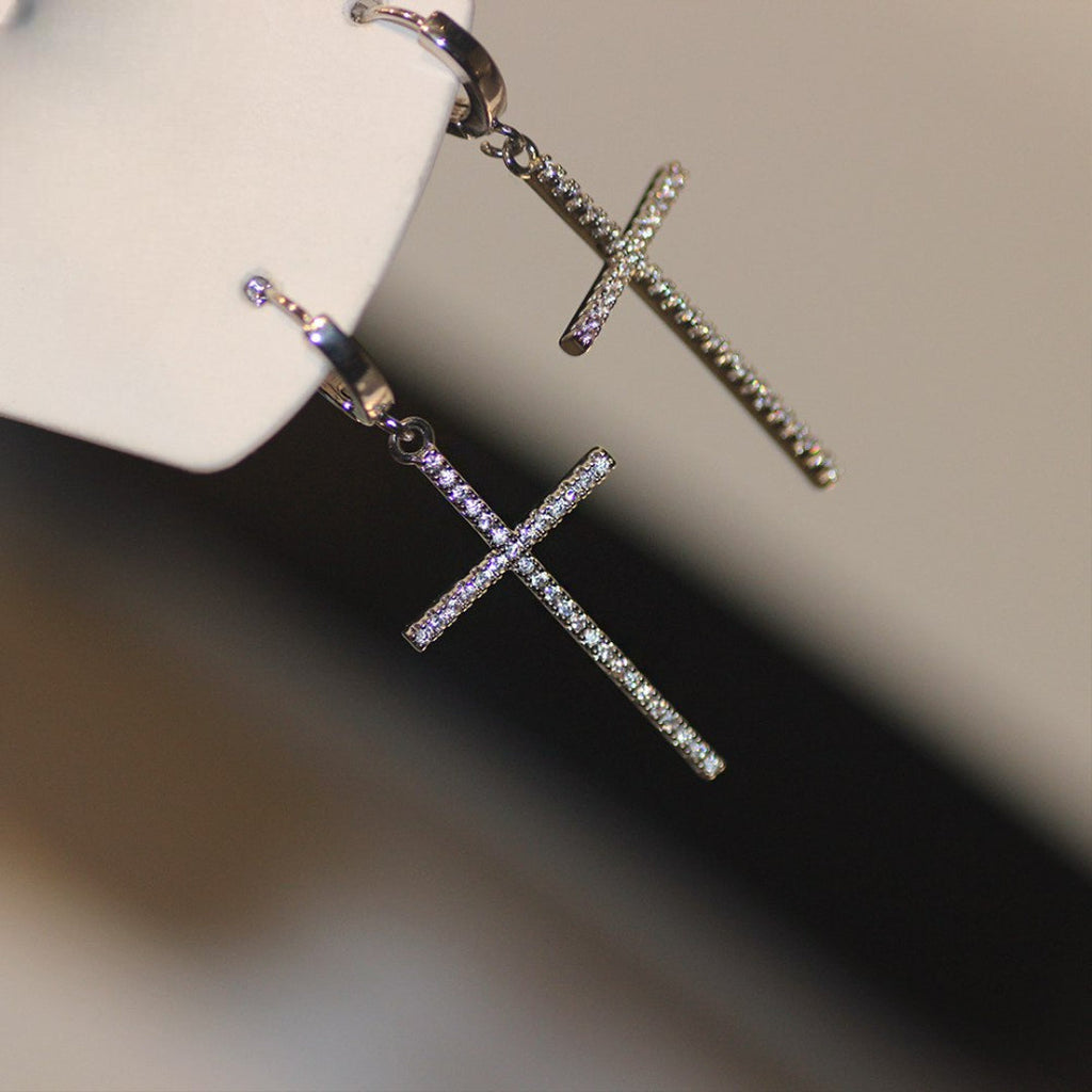Boucles D'Oreilles Croix Zircon Créole
