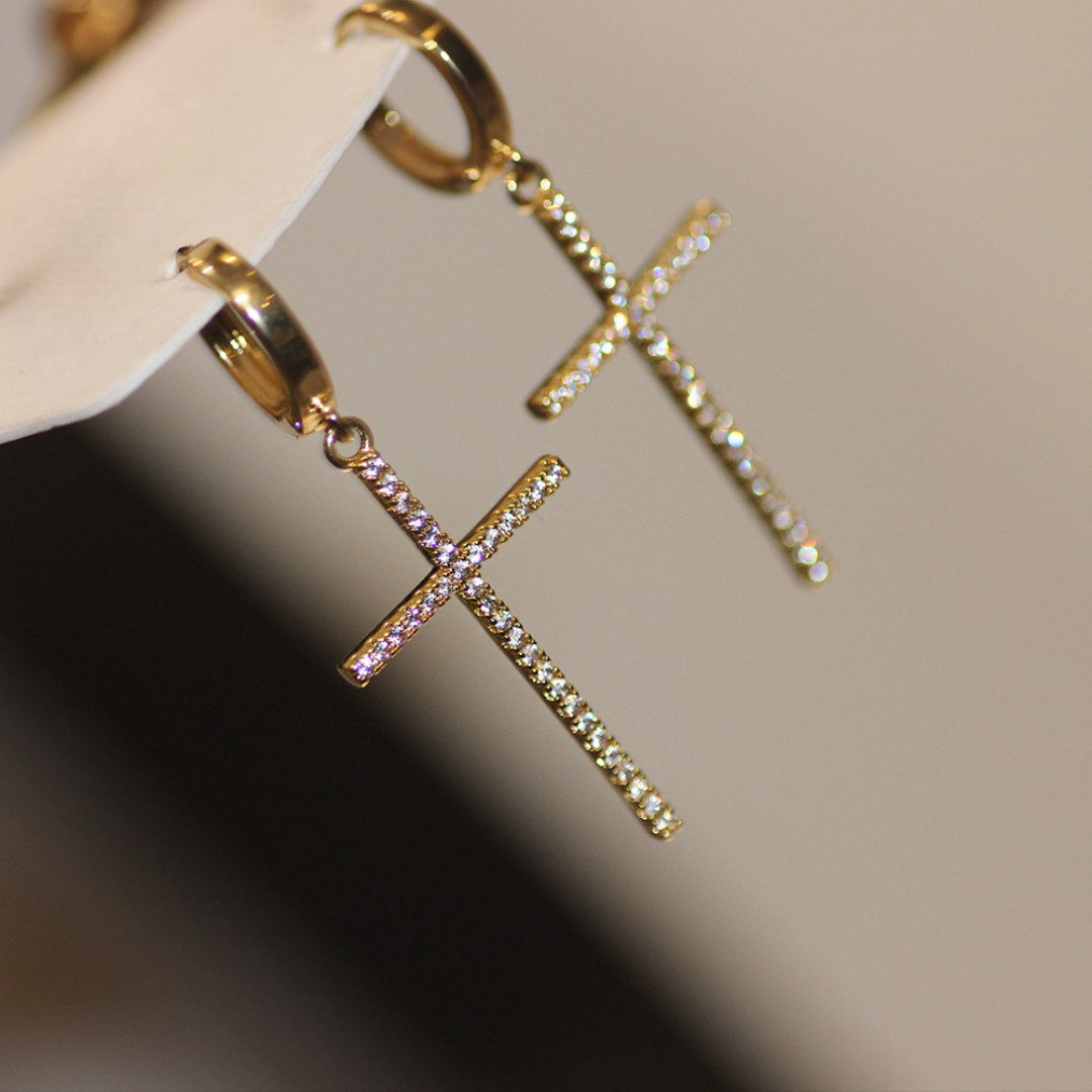 Kolczyki Krzyżyk z Cyrkonią Koła 