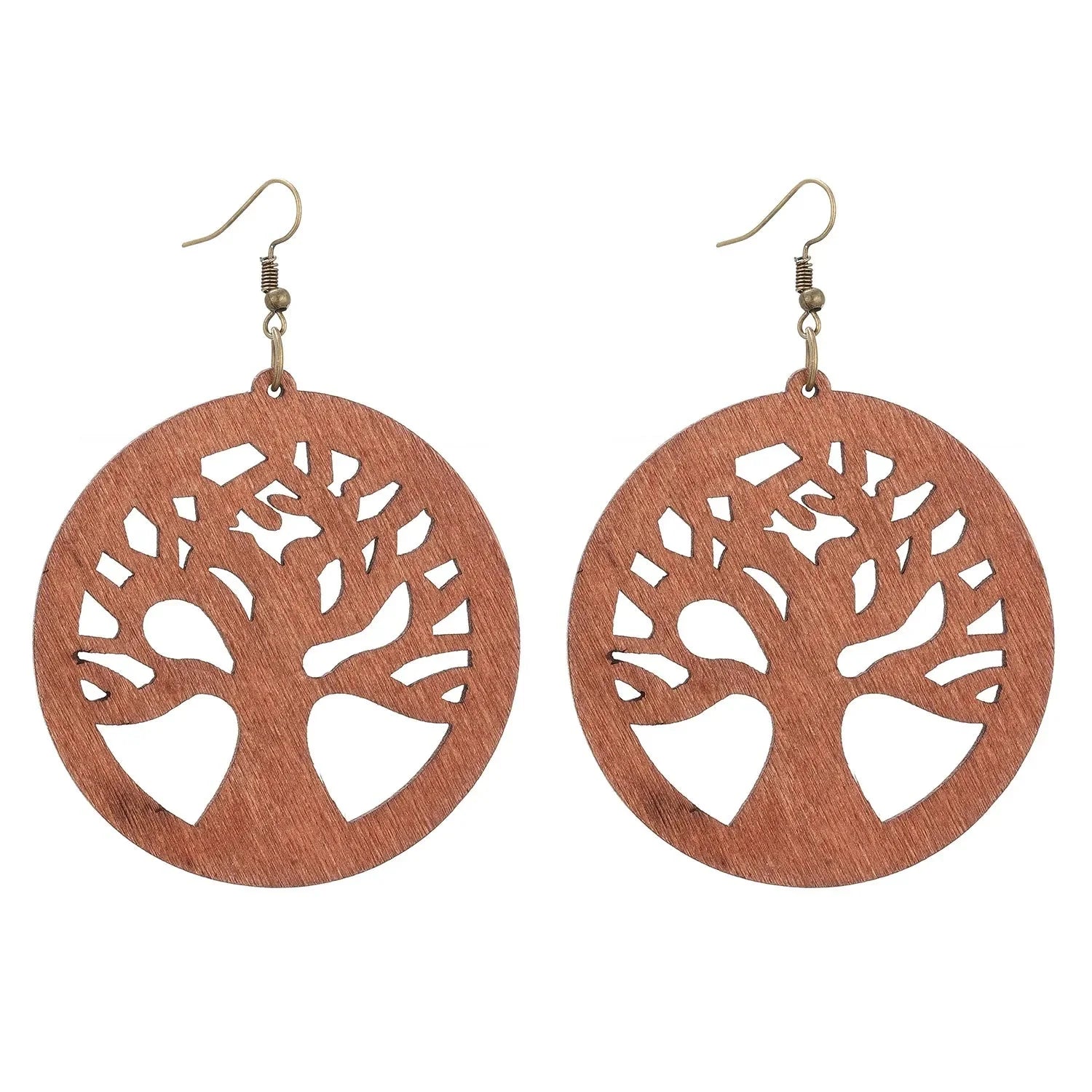 Boucles d'Oreilles en Bois Pendantes Arbre de Vie