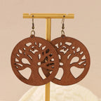 Kolczyki wiszące z drewna z Drzewem Życia