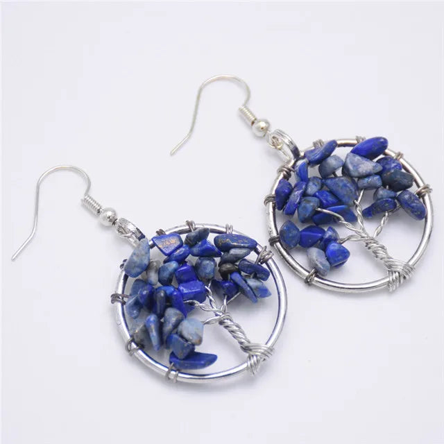 Boucles d'Oreilles en Pierres Arbre de Vie