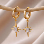 Kolczyki damskie koła z gwiazdką i cyrkonią