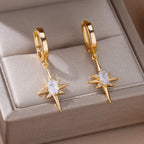 Kolczyki damskie koła z gwiazdką i cyrkonią