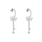 Kolczyki damskie wiszące Kwiat Lotosu w kolorze srebrnym 