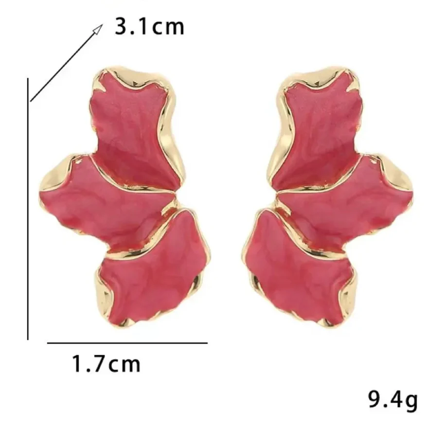 Kolczyki wkrętki Półkwiat Płatki czerwone