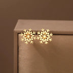 Kolczyki śnieżynki wkrętki damskie złote