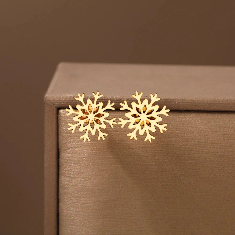 Kolczyki śnieżynki wkrętki damskie złote