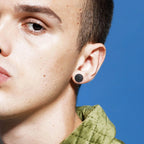 Kolczyki męskie Kompas Róża Wiatrów czarne