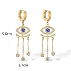 Długie niebieskie kolczyki z motywem złego oka