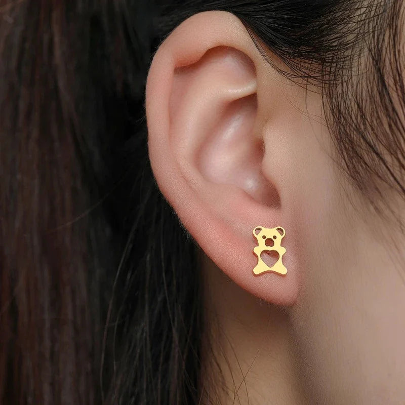 Kolczyki uroczy miś złoto