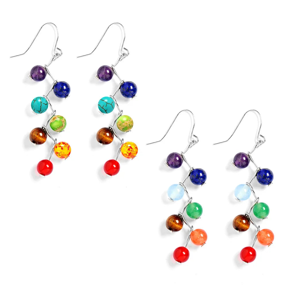 Boucles d'Oreilles Pendantes 7 Chakras 2