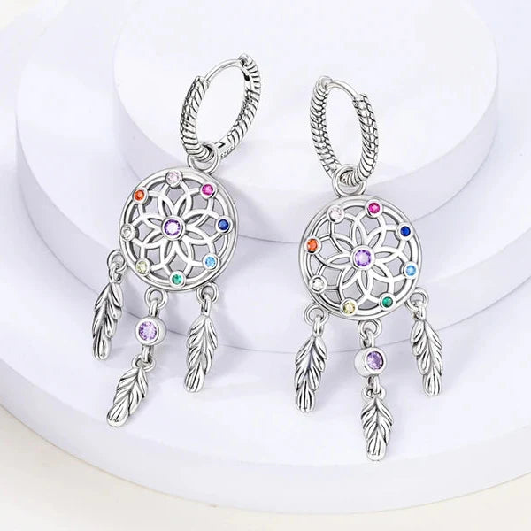 Boucles d'Oreilles Pendantes Attrape-Rêve avec Zircon