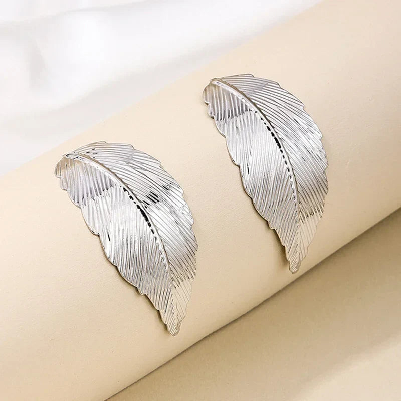 Hængende Øreringe med Blad til Kvinder sølv